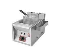 Friteuse électrique inox friteuse double réservoir d'huile 6/15/17L avec couvercle SéCurité Facile à Nettoyer(6L single cylinder)