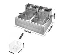 Friteuse Électrique Professionnelle 12L - Double Cuve 6L+6L - 2x2500W - Thermostat 50-200°C - Pour la maison et petit restaurant