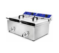 Friteuse Électrique Professionnelle 2 x 6L - Vidange - 2x3600W - 200°C - Inox