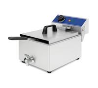 Friteuse Électrique Professionnelle - 6 Litres - 3,6 kW - Vanne de Vidange - Cuve Soudée - Thermostat 50-200°C - Inox