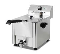 Friteuse Électrique Professionnelle - 8 Litres - 3,6 kW - Vanne de Vidange - Inox - Thermostat 50-200°C - Sécurité Intégrée