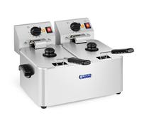 Royal Catering Friteuse Électrique De Restaurant Double Cuve Amovible Professionnelle RCEF 08D-EGO (2 x 2 500 W, 2 x 8 l, 2 Thermostats EGO, 50-190 °C, Zone Froide, Inox)
