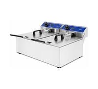 Friteuse Électrique Professionnelle Double - 2 × 6 L - 7200 W - Inox - 2 Cuves Amovibles - Thermostat 50-200°C
