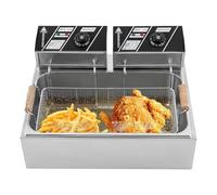 Friteuse Électrique Professionnelle En Acier Inoxydable 12L Avec 3 Paniers Et Couvercles Limiteur De Température Chauffage Rapide For Restaurant Snack-bar Maison