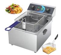 Friteuse Électrique Professionnelle en Acier Inoxydable, avec Paniers Et Température Réglable, Grande Capacité de 10 L, for Ailes de Poulet Buffalo Frites, Nuggets de Crevettes Et Chips