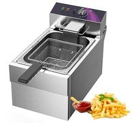 Friteuse électrique professionnelle en acier inoxydable, idéale pour les cuisines et les restaurants. Elle offre une température réglable, un chauffage rapide et un nettoyage facile. Parfaite pour l