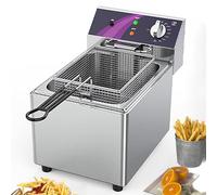 Friteuse électrique professionnelle en acier inoxydable, idéale pour les cuisines et les restaurants. Elle offre une température réglable, un chauffage rapide et un nettoyage facile. Parfaite pour l