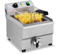 Royal Catering Friteuse Électrique De Restaurant Simple Avec Robinet Professionnelle RCEF 16EB (3 500 W, 16 l, Température Max. 200 °C, Zone froide, Robinet de vidange)