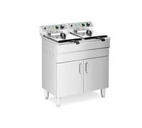 Royal Catering Friteuse électrique double - 26 l - 10,000 W - Robinet - Zone froide - Armoire RCPKF 26DSH