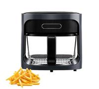 Friteuse électrique sans huile de 6 L avec affichage LED, réglage de la température et 7 préréglages, vue panoramique pour une cuisson rapide, conception visuelle en verre automatique