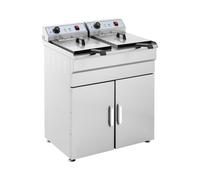 Royal Catering Friteuse Électrique 2 x 16 l Total / 2x 10 l D’Huile, 2 x 6 000 W, Courant Triphasé 400 V, Robinets De Vidange, Double Sur Armoire De Restaurant Avec Robinet Professionnelle Commerciale