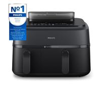 Philips Airfryer Série 5000 - Air Fryer double panier avec cuisson vapeur, 9L, RapidAir, 19 modes de cuisson, jusqu'à 90% de matières grasses en moins, AirSteam, nettoyage vapeur, HomeID (NA550/00)