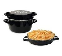 Friteuse émail 26 cm e avec panier et couvercle verre Noir Noir G