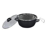 BAUMALU 311309 Friteuse EMAIL - 26cm - Panier en fil d'acier - Couvercle verre avec bouton bakélite - Tous feux dont induction