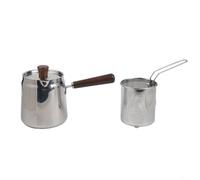 Friteuse en acier inoxydable 1,5 l avec panier et poignée en bois de noyer pour gaz, induction, filtration d'huile, cuisine, argent (A-3)