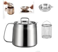 Friteuse en acier inoxydable 2 en 1 avec filtre à huile et couvercle anti-poussière, récipient 2L polyvalent pour la cuisine et la cuisson,1.5L