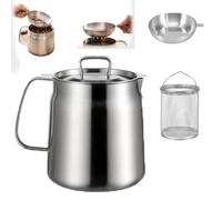 Friteuse en acier inoxydable 2 en 1 avec filtre à huile et couvercle anti-poussière, récipient 2L polyvalent pour la cuisine et la cuisson,2L