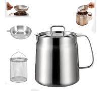 Friteuse en acier inoxydable 2 en 1, friteuse en acier inoxydable de 1,5 L/2 L avec panier et couvercle, grand récipient polyvalent avec filtre à huile pour le rangement et la cuisson 1.5L