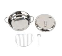 Friteuse en Acier Inoxydable 201 avec Thermomètre, Couvercle et Égouttoir, Casserole Multifonction, Pot à Friture Profonde pour Poulet et Pommes de Terre - Chauffage Rapide, (24 cm)