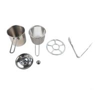 Friteuse en acier inoxydable 304 avec panier passoire et couvercle en verre résistant à la chaleur, poignée en bois pour égoutter l'huile, mijoter pour induction au gaz et cuisinières (C)