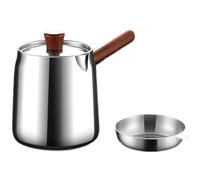 Friteuse en acier inoxydable 304 avec poignée en noyer et panier en maille, capacité de 1,5 L et 2,0 L pour frire, égoutter, bouillir sur les cuisinières à induction à gaz (A-1)