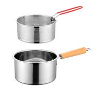 Friteuse en acier inoxydable 304 - Ensemble de friteuse à huile profonde avec panier filtrant et couvercle, friteuses à poignée pour frire du poisson, des crevettes, du poulet 20cm