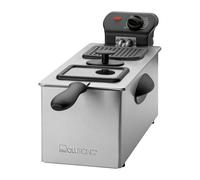 Clatronic Friteuse en acier inoxydable FR 3587, capacité 3 litres, 2000 watts, thermostat réglable en continu, poignées de transport isolées thermiquement, nettoyage facile, inox/noir