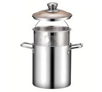 Friteuse en acier inoxydable avec filtre et couvercle, design à double poignée pour une cuisson sûre, idéale pour la friture, la préparation de soupe sur cuisinière à gaz, plaque de cuisson à