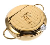 Friteuse en Acier Inoxydable avec Thermomètre, Contrôle Température | Couvercle et Égouttoir Amovible, Usage pour Cuisinière, Cuisine Maison, Crevettes et Beignets