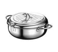 Friteuse en acier inoxydable avec thermomètre et couvercle Argenté 4,2 l