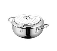 Friteuse en acier inoxydable avec thermomètre et filtration à l'huile - Friteuse tempura japonaise, petite marmite électrique pour la cuisine à la maison, sans danger pour les beignets et le poulet