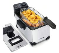 Friteuse en acier inoxydable de type 304. 2200W, capacite de 3L. Cuve amovible pour vider l'huile. grande fenetre de vue. Design exclusif. Puissant et grande capacité, refroidit rapidement grâce à ses