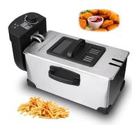 Friteuse en acier inoxydable, friteuse électrique 2000 W 3 L avec température réglable de 0 ℃ à 190 ℃, panier à huile antidérapant et amovible