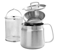 Friteuse en acier inoxydable, friteuse multifonctionnelle de 2 L avec panier, passoire et couvercle, filtre à mailles fines, récipient d'huile de cuisson pour mini marmite cuisine