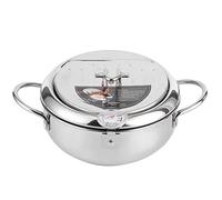 Friteuse en Acier Inoxydable Japonais avec Thermomètre, Mini Poêle Tempura pour Cuisinière à Gaz et Induction, 24 cm