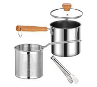 Friteuse en acier inoxydable - Pour un usage domestique avec panier, récipient à huile et à graisse de grande capacité, poêle polyvalente pour le camping de cuisine, compatible avec les types de