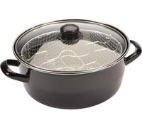 Friteuse en émail avec couvercle en verre et panier - Friteuse classique pour des résultats croustillants, Ø 20 cm, compatible avec toutes les sources de chaleur Friteuse en émail avec couvercle en ve