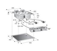 Friteuse Encastrable Drop-In 7,25 kW - 1 ou 2 Cuves 10 L - Combisteel - nvt. - Acier inoxydable 600x600x356mm