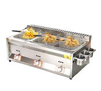 Friteuse épaisse à gaz en acier inoxydable, friteuse à panier à trois cylindres commerciale avec couvercle friteuse de grande capacité pour frire les aliments frites domestiques poulet frit 10L * 3