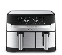Moulinex Dual Easy Fry EZ905D20 friteuse Double 8,3 L Autonome 2450 W Friteuse d’air chaud Noir, Acier inoxydable