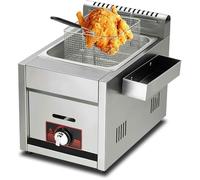 Friteuse Gaz Professionnelle 8L Inox - Friteuse À Gaz Simple Cuve Avec Panier - Friteuse Commerciale Pour Restaurant Cuisine Frites