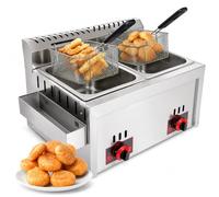 Friteuse GPL en acier inoxydable avec contrôle de la température réglable | Comprend un panier à frire, une poignée froide au toucher et un couvercle de casserole pour préparer des aliments frits à la