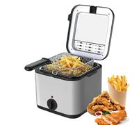 Friteuse Huile, 2.5L Friteuse, Friteuse Sans Huile1000W avec Filtre à Huile, Fenêtre de Visualisation, Plage De Température 80-190 ℃, Lavable Au Lave-vaisselle, En Acier Inoxydable Friteuse à Huile