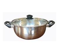 Friteuse inox 26 cm avec couvercle verre bouton bakélie - Tous feux et induction - Baumalu - Argent / Métallique - Acier Inoxydable (inox) acier G
