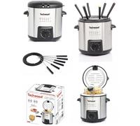 FRITEUSE Inox + Appareil à FONDUE 2 EN 1 840W Design GRISE + 6 Pics