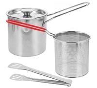 Friteuse Inox Multifonction de Table avec Pince, Mini Pot Argenté