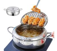 Friteuse Japonaise En Acier Inoxydable 304, 2,2 L/3,2 L/4,2 L, Avec Contrôle De Température Et Support De Vidange D'huile Compatible, Isolante Et Anti-brûlure, Facile à Nettoyer 3.2L