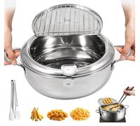 Friteuse Japonaise En Acier Inoxydable 304 Avec Thermomètre Et égouttoir à Huile Pour Cuisinière/induction, Tempura, Poulet, Frites, Beignets, Compatible(7.9in)