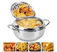 Friteuse Japonaise Tempura Avec ThermomèTre, Friteuse Tempura En Acier Inoxydable Avec éGouttoir à Huile, Amovible, Compatible Avec Les Plaques De Cuisson à Induction, En CéRamique Et Au Gaz (28cm)