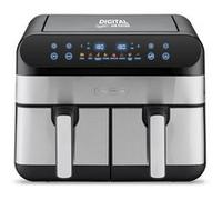 KitchenCook – Friteuse sans huile double cuve 9 L – 2400 W, 8 prog., thermostat réglable, inox